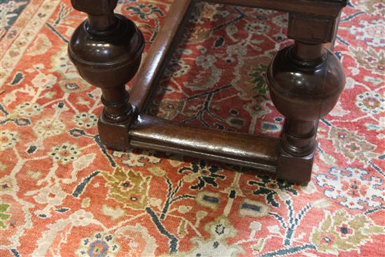 A mid 17th century Dutch oak draw leaf table extended 7ft 1.5in.